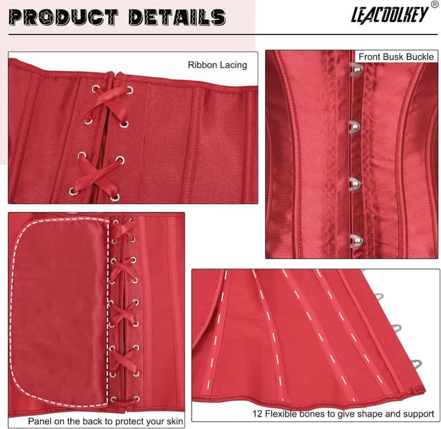 Detalle 2 de LEACOOLKEY Korsett-Top für Damen mit 12 Stäben