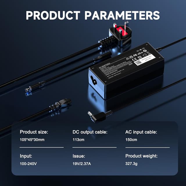 Thumbnail 2 de 45W Laptop Charger Compatible with Acer Aspire & Chromebook (Non-Original) – DC 19V Output