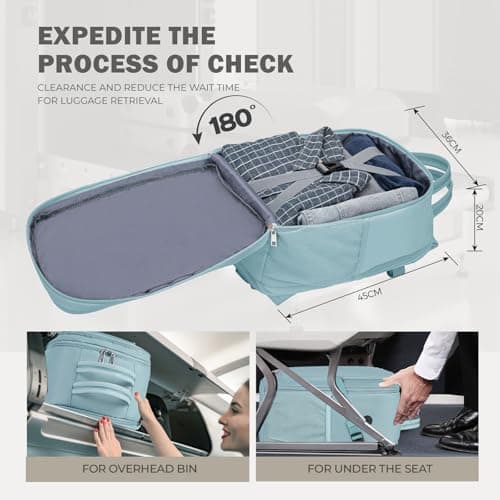 Detalle de VMIKIV Mochila de cabina 45x36x20 cm para avión (Easyjet) 32 L con apertura 180° y bolsillos