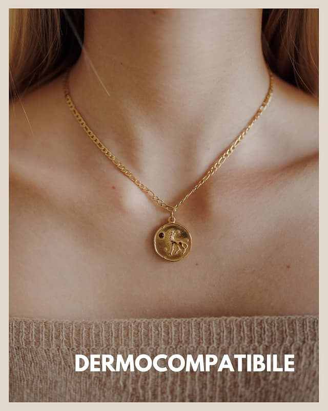 Detalle de GD GOOD.designs Collana zodiacale in oro con pietra di nascita: ciondolo da donna placcato