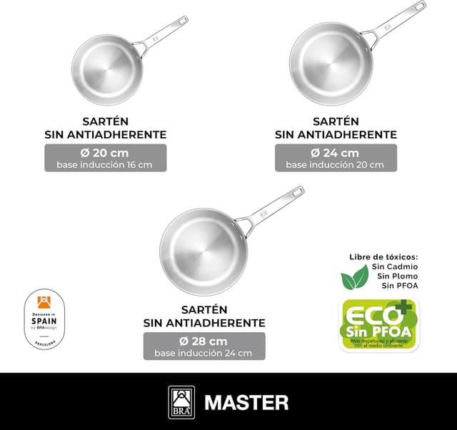 Thumbnail 1 de BRA Master Set de Sartenes Acero Inoxidable, Inducción