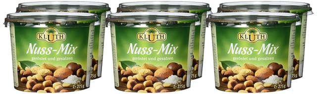 Detalle 2 de Kluth Nuss-Mix 275 g im 6er Pack – geröstet, gesalzen mit Erdnuss-, Cashew- und Mandelkernen