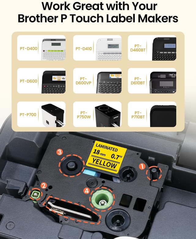 Detalle 2 de Replacement Brother TZe-641 18mm Label Tape 🏷