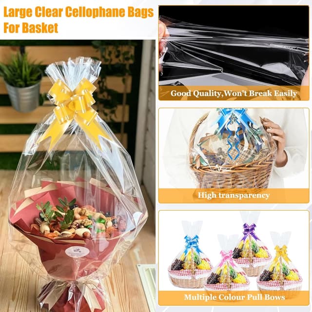 Detalle de Large cellophane hamper bags 12 pcs 70cm
