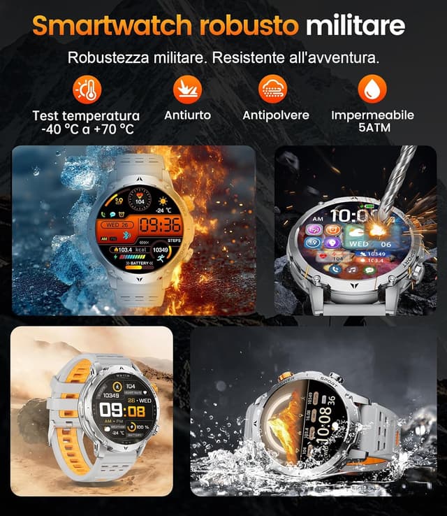 Detalle de SUNKTA smartwatch intelligente militare da uomo con batteria 1000 mAh e schermo 1,7" HD