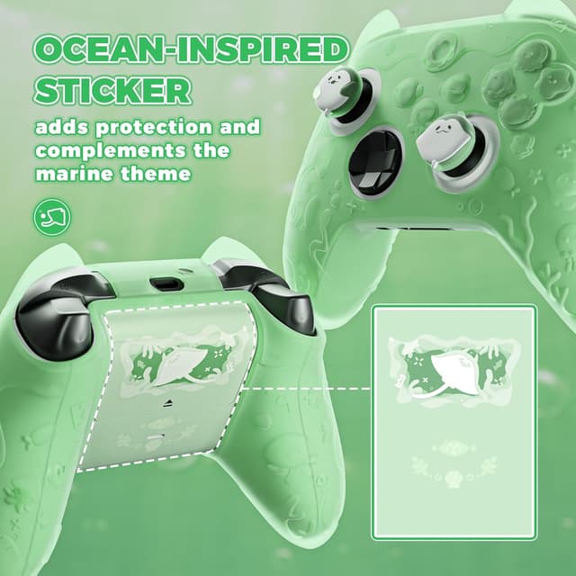 Thumbnail 6 de PlayVital Ocean Whisper semi-clear silicone cover for Xbox Series X/S controller (pastel green)