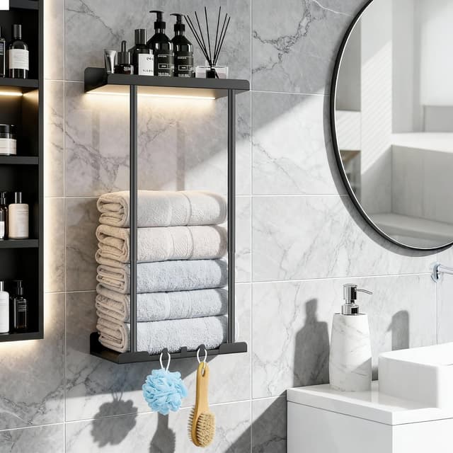 Thumbnail 4 de Porta Asciugamani Adesivo Altezza Regolabile 38-75 cm