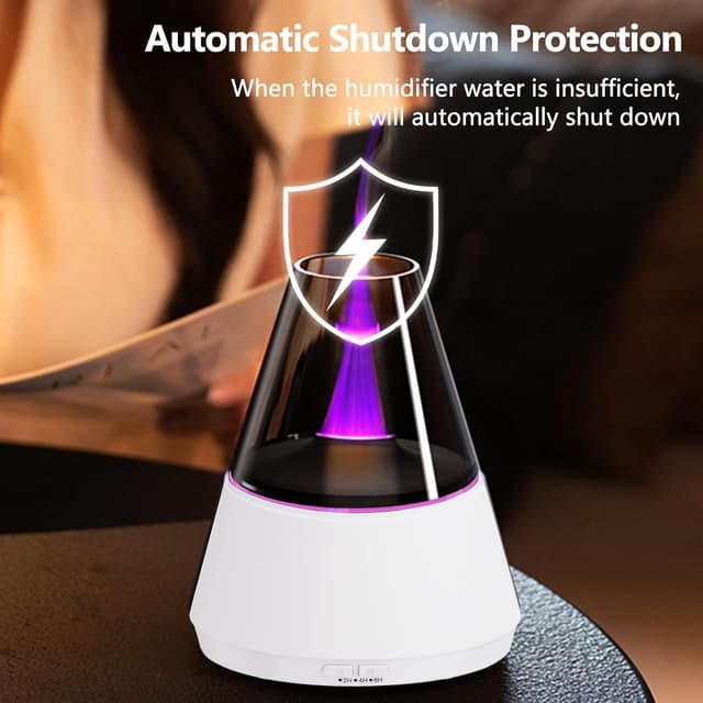 Detalle de Diffuseur d’huiles essentielles avec effet flamme LED (7 couleurs) et humidificateur 3 en 1