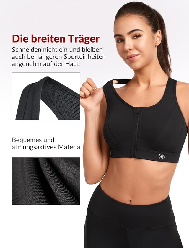 Detalle de Yvette Sport BH „Starker Halt“ mit Mesh-Rücken und Vorderverschluss (Große Größe)