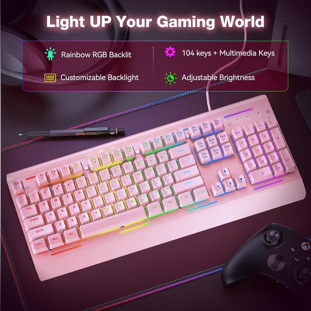 Detalle de TECKNET RGB Gaming Tastatur 105 Tasten