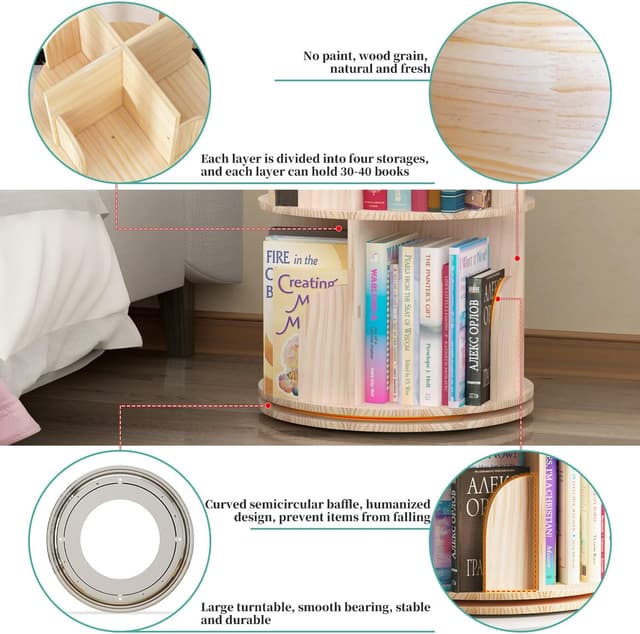 Detalle 2 de Drehbares Bücherregal mit 360 Grad