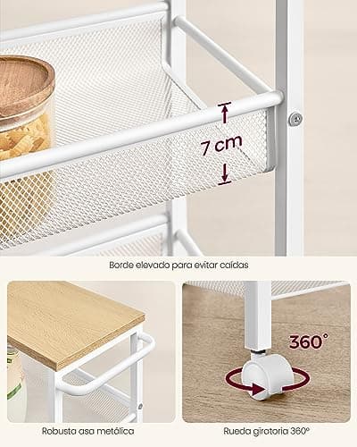 Thumbnail 4 de VASAGLE Carro de Cocina 4 Niveles, Ruedas y Asa 🛒