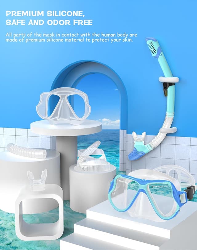 Detalle 2 de Karvipark Dry Snorkel Set with Anti-Fog Panoramic 180° Goggles (Adult/Youth Snorkelling Gear)