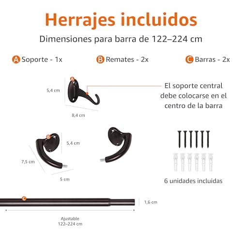 Thumbnail 3 de Amazon Basics Tringle à rideaux extensible de 122 à 224 cm – Bronze