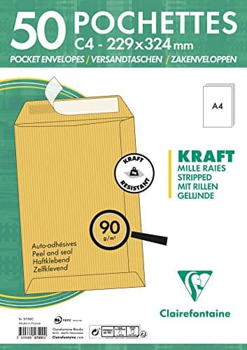 Detalle de Clairefontaine 5750C sobres C4 autoadhesivos 50 uds, 90 g/m² ✉