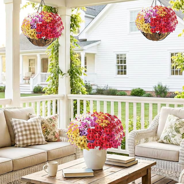 Detalle de Powbrace 22-Pack Artificial Flowers (UV-Resistant Faux Silk Flowers) for Outdoor & Indoor Planters