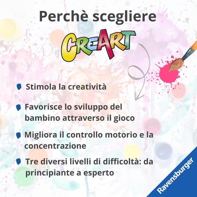 Detalle de Ravensburger CreArt Lupi al chiaro luna – Dipingere con i Numeri, kit pittura per bambini 9+