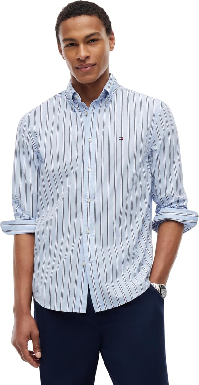 Detalle 1 de Tommy Hilfiger camicia a righe Flex Poplin