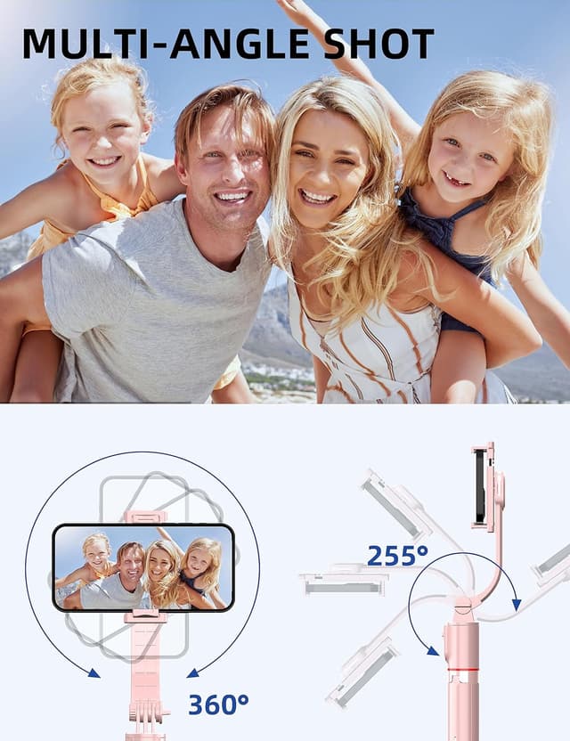 Detalle de SelfieShow 41'' Phone for Tripod selfie stick tripod stand with wireless remote (Pink)