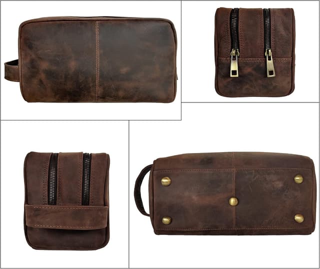 Thumbnail 4 de RUSTIC TOWN Full Grain Leather Toiletry Bag 10.5in