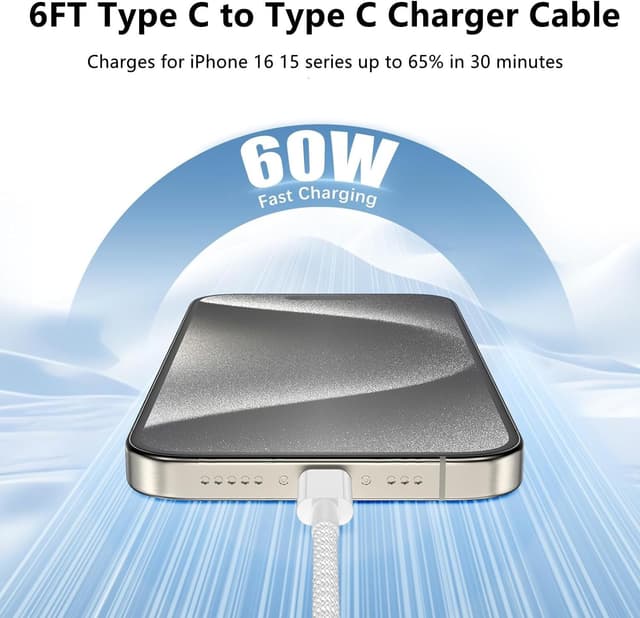 Detalle 1 de USB C to C 60W 6ft Cable