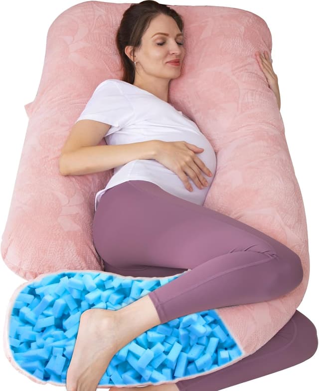 Detalle de TaiBest Schwangerschaftskissen aus geschreddertem Memory-Schaum (U-Form) – Pink