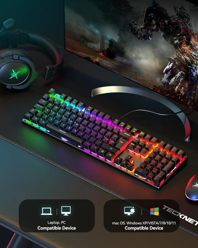 Thumbnail 6 de TECKNET Mechanical Gaming Keyboard 109 keys ⌨