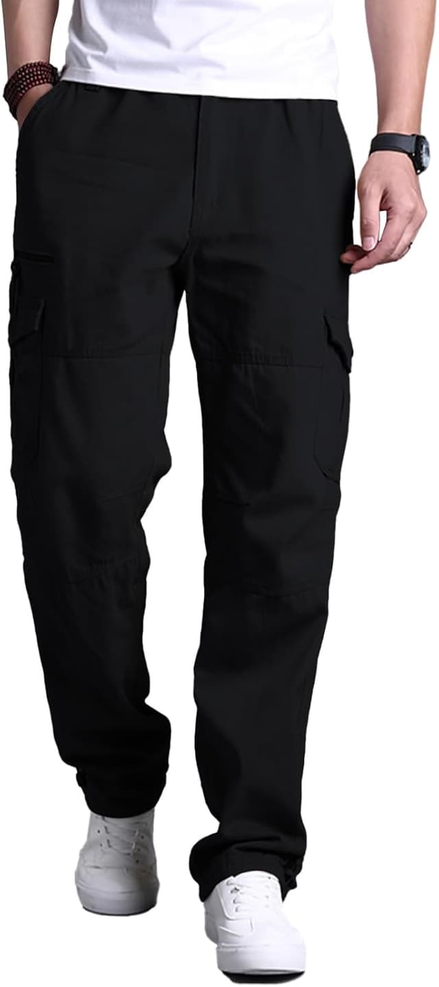 Detalle de Aotoyou Herren Cargohose aus Baumwolle mit 7 Taschen, elastischem Bund und 7-Taschen-Design