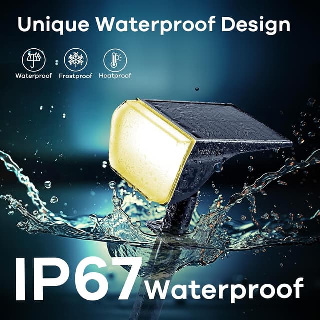 Detalle de Linkind Solar Outdoor Garden Lights (IP67) with Winter Mode, 800lm, 3000K Warm White – 3-Pack