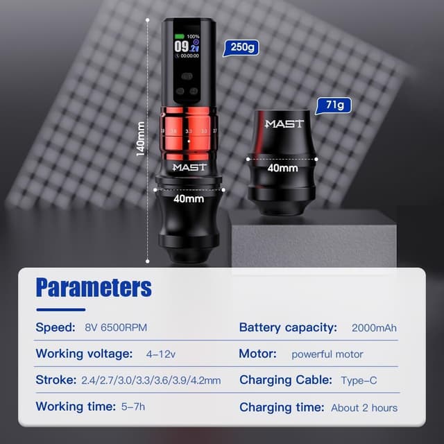 Thumbnail 4 de Mast Fold2 Pro Tattoo Pen 2000mAh đź–‹