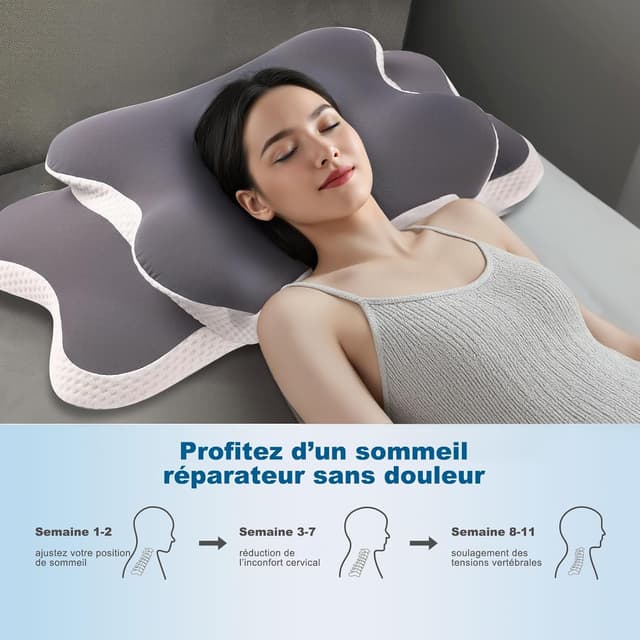 Detalle de Oreiller ergonomique cervical CloudNook en mémoire de forme, soutien de la nuque respirant