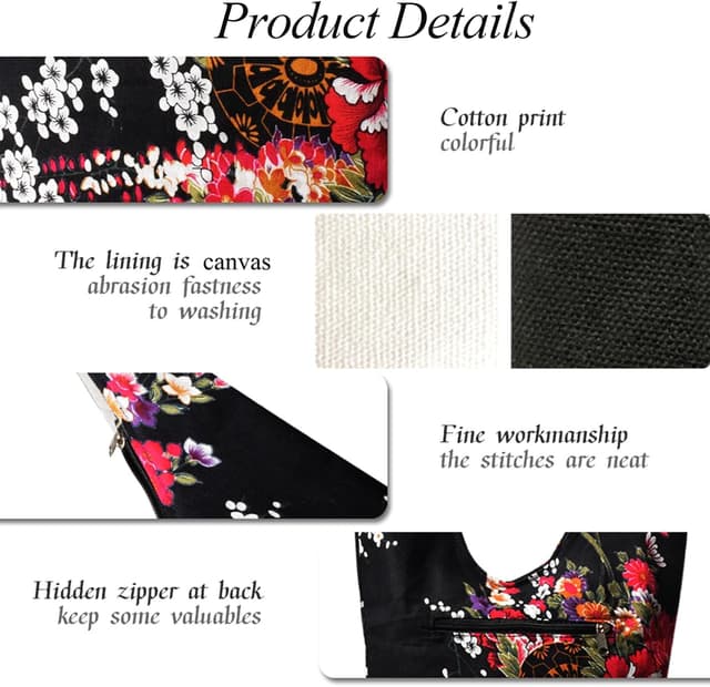 Detalle 2 de ModaZeal Hippie Shoulder Bags Slouch Crossbody Bag (Boho Canvas Satchel for Festival, Travel & Shopping)