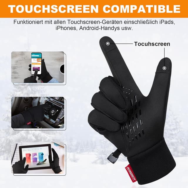 Thumbnail 3 de Anqier Winterhandschuhe Touchscreenhandschuhe für Radler