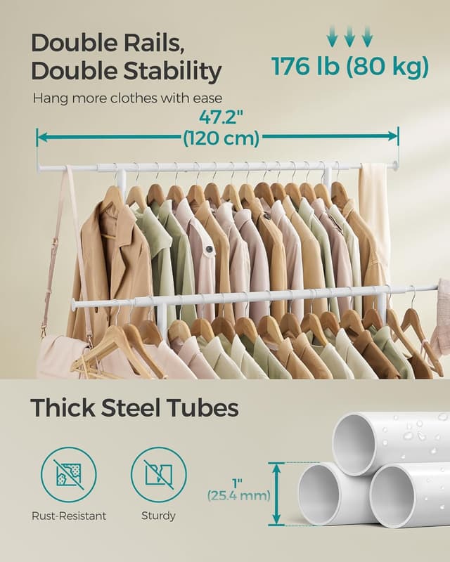 Thumbnail 3 de SONGMICS HSR133W01 Double Clothes Rack 80 kg