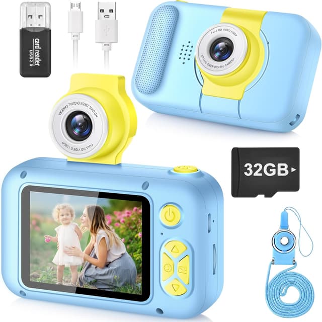 Detalle de ARNSSIEN Kids Digital Camera Toy (X101) with 180° Flip Lens and 2.4in IPS Screen, 32GB Card