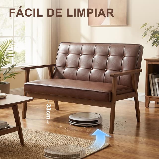 Thumbnail 6 de HOMCOM Sillón de 2 Plazas con PU y madera