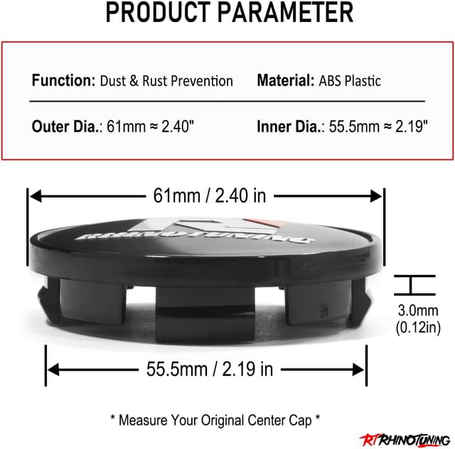 Detalle 2 de 61 mm wheel centre caps 4 pack