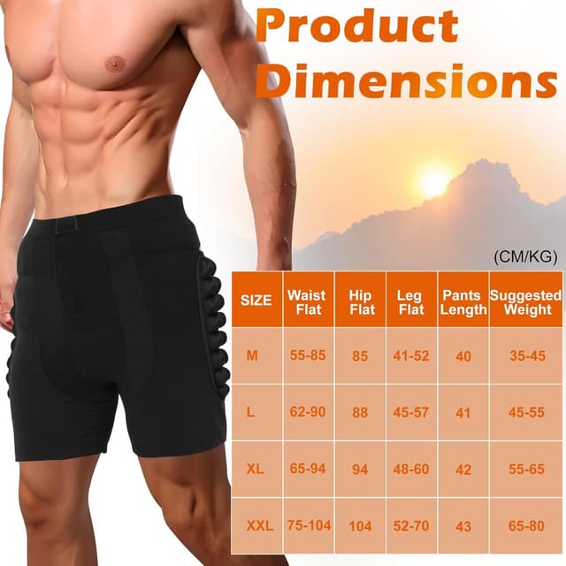 Detalle 2 de Short de protection AOOWU rembourré en EVA 3D pour hanches (skate, snowboard, patinage, équitation, cyclisme)