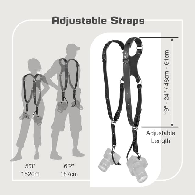 Detalle 2 de 4J LEDR Dual Shoulder Leather Camera Strap Harness (Quick Release) for 1 or 2 Cameras
