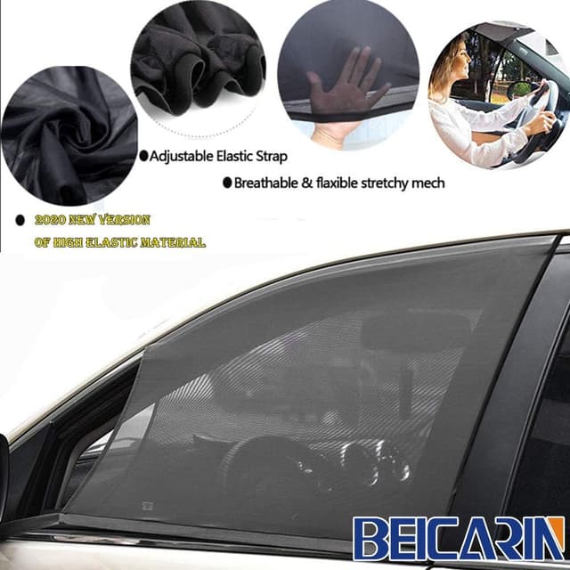 Detalle 2 de Beicarin Universal Front Car Window SunShade (2 Pack) breathable mesh side shades with UV protection