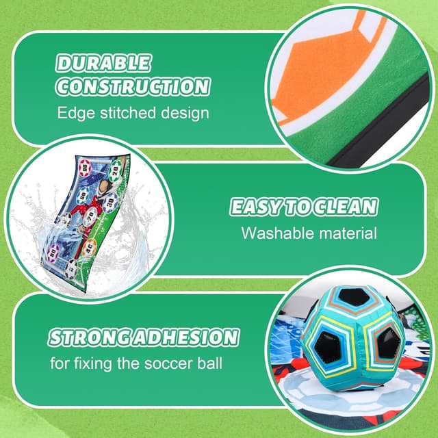 Detalle de Kids 2-in-1 Soccer Ball & Sandbag Throwing Game Set with Velcro Balls and Foldable Flannel Goals