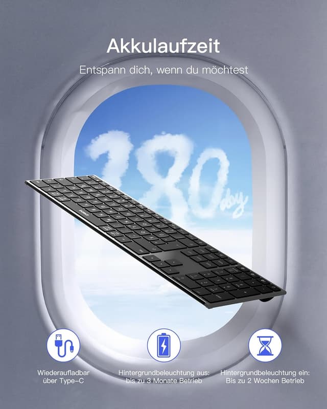 Thumbnail 5 de Inateck KB06007 kabellose Tastatur 1000 mAh ⌨