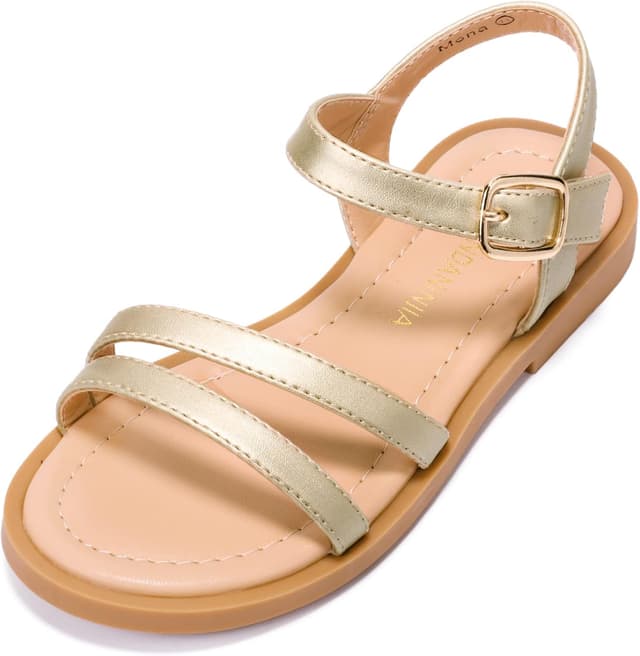 Detalle de PANDANINJIA Girls Sandals (Toddler/Little Big Kids) Open-Toe Velcro Flats