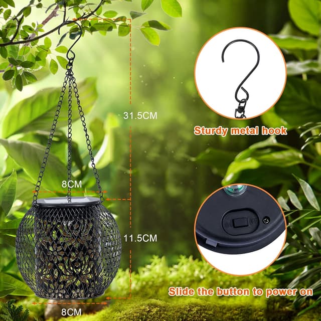 Detalle 2 de GCCATE Solar Lanterns Hanging 2 Pack