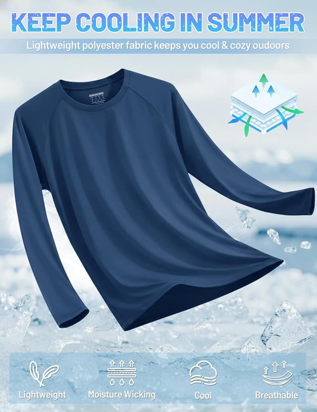 Detalle de TACVASEN Men’s UV Protection UPF 50+ Long Sleeve T-Shirt for Hiking, Walking & Outdoor Sports