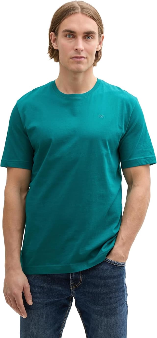 Detalle de TOM TAILOR 1045833 T-Shirt Uomo in tessuto leggero, vestibilità regolare per l’uso quotidiano