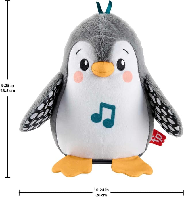 Thumbnail 6 de Fisher-Price Baby Tummy Time Toy Flap & Wobble Penguin (HNC10) plush with music & motion