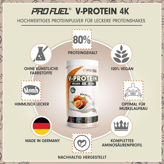 Thumbnail 2 de V-PROTEIN 4K Blend Vegan Proteinpulver 750g