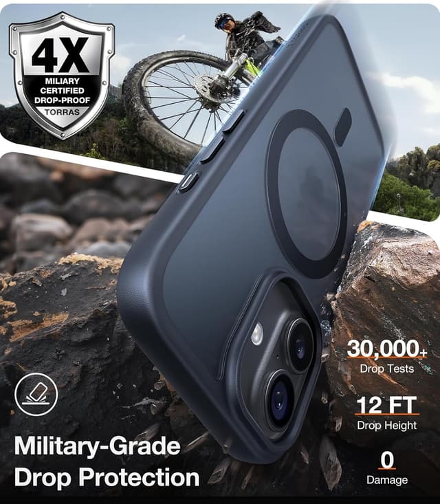 Detalle de TORRAS Magnetic Shockproof for iPhone 17 with Camera Control (MagSafe) — Black