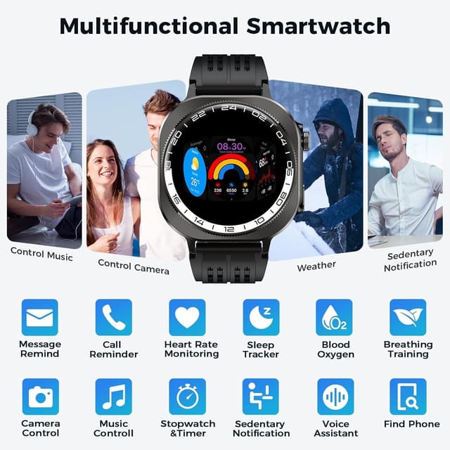 Thumbnail 6 de Military Smart Watch for Men with Call & Voice Assistant — 1.43" HD AMOLED Fitness Watch (IP68, 660mAh)